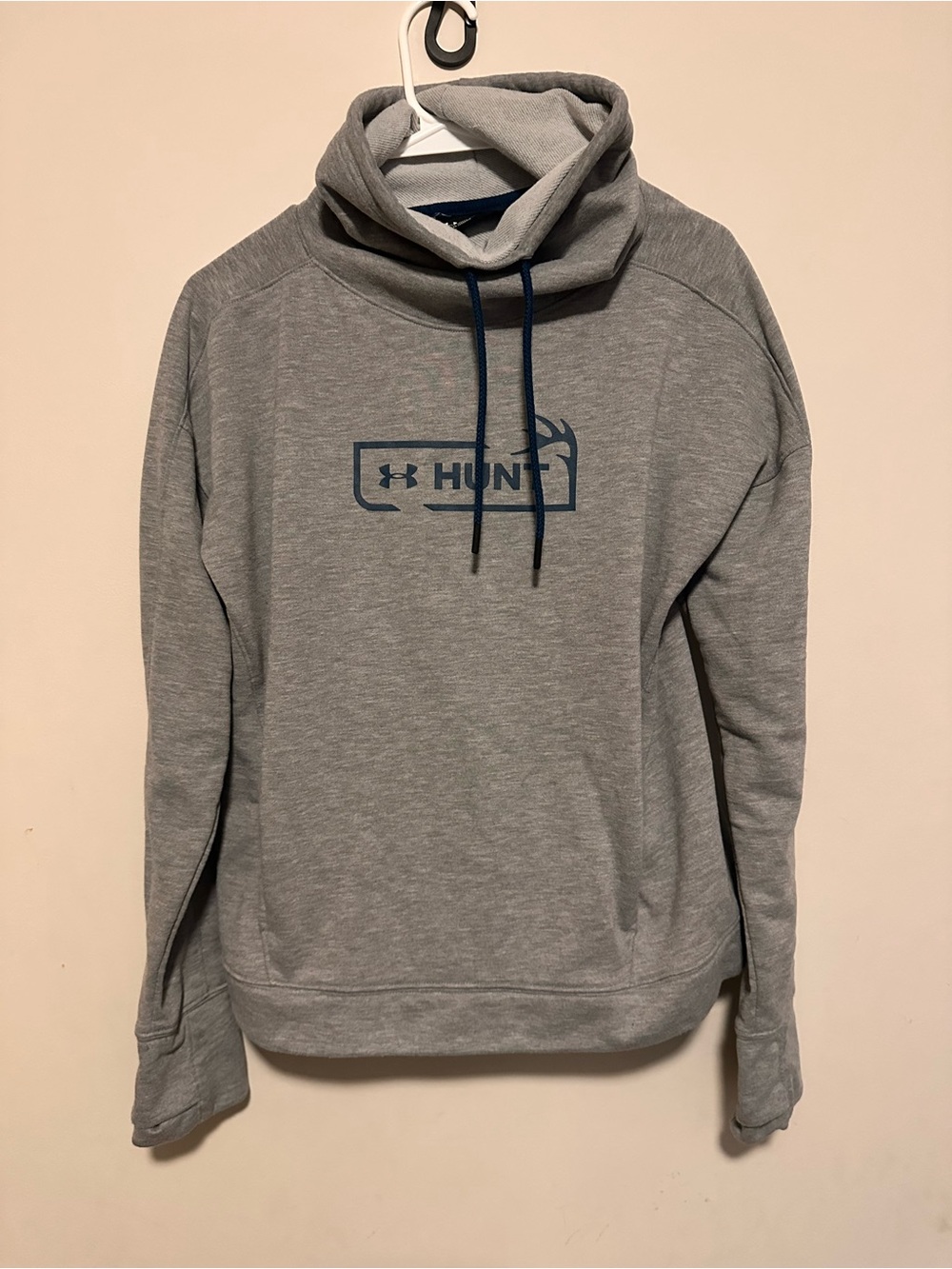 Under Armour Women's Gray Pullover Hoodie with Navy Hunt Logo